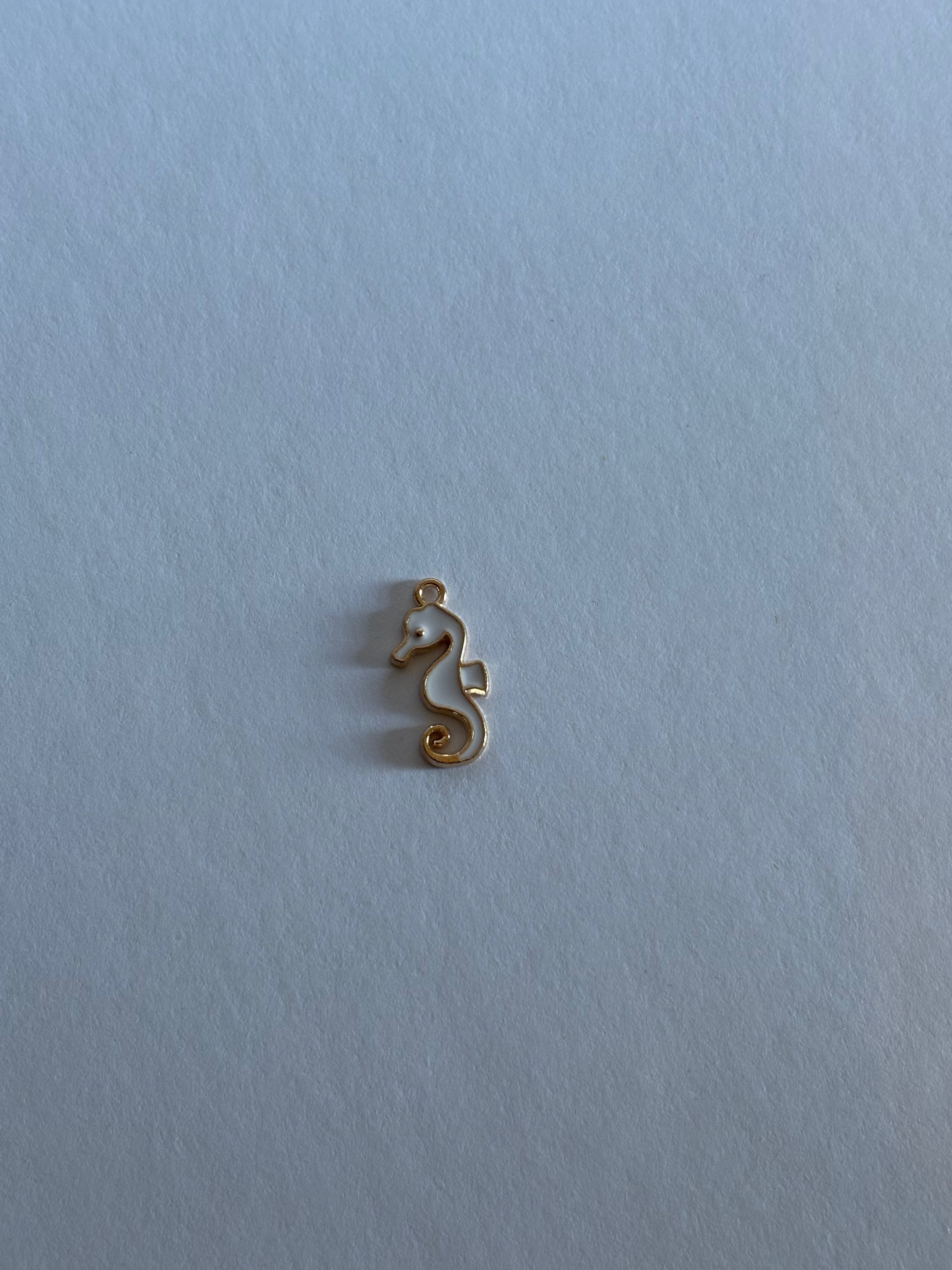Charm Hippocampe Émail Blanc