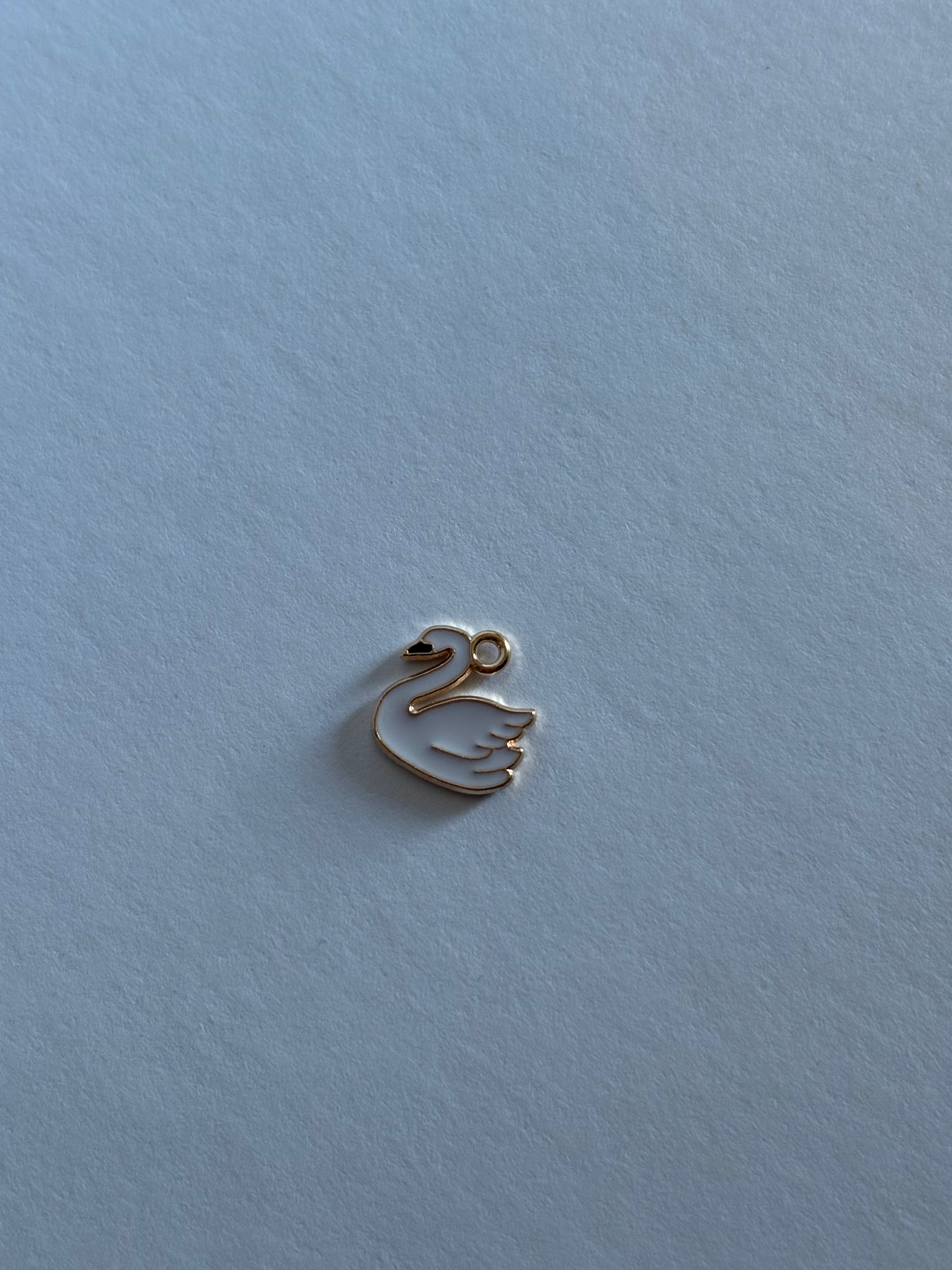 Charm Cygne Émail Blanc