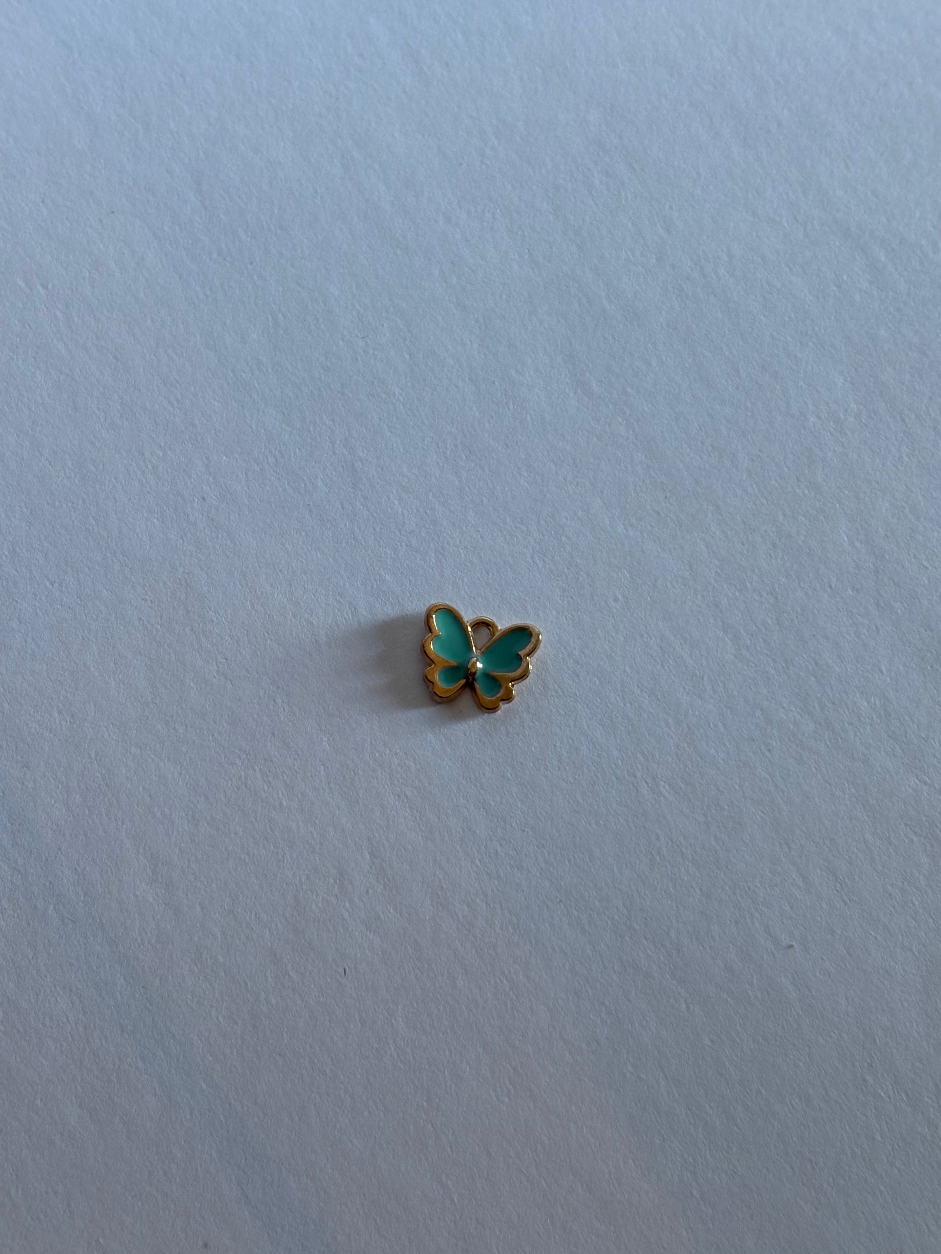 Charm Papillon Émail Turquoise