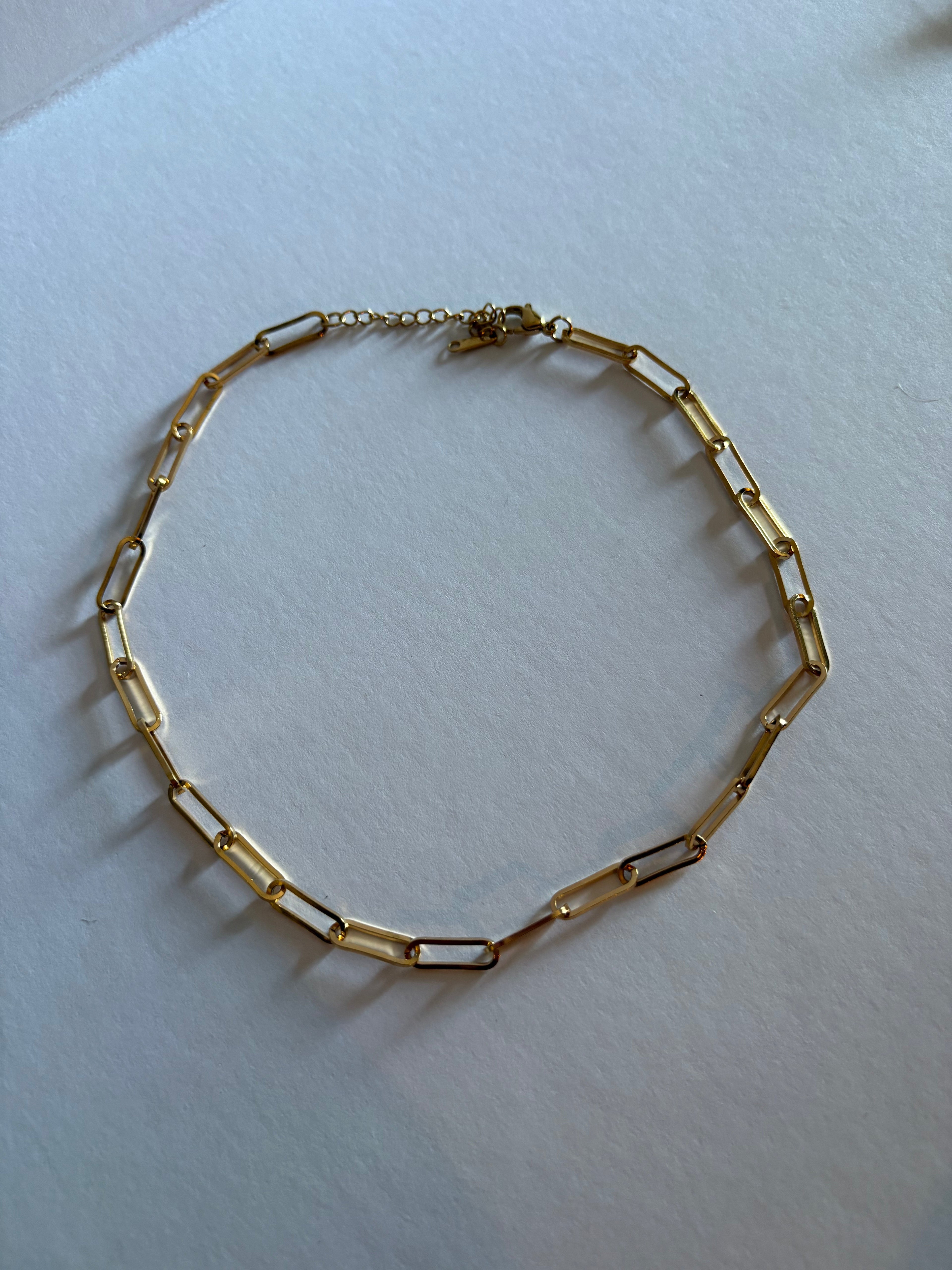 Collier Chaîne Maillons Rectangulaires Dorée